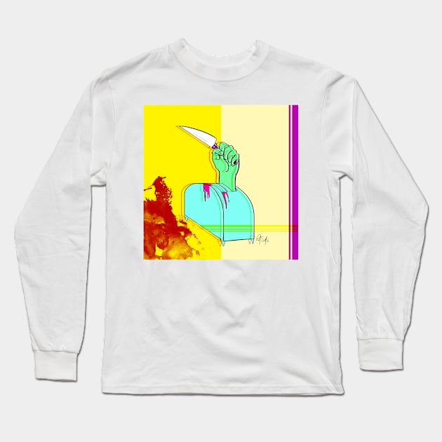 Hand with Knife in Toaster Long Sleeve T-Shirt by Chicken008